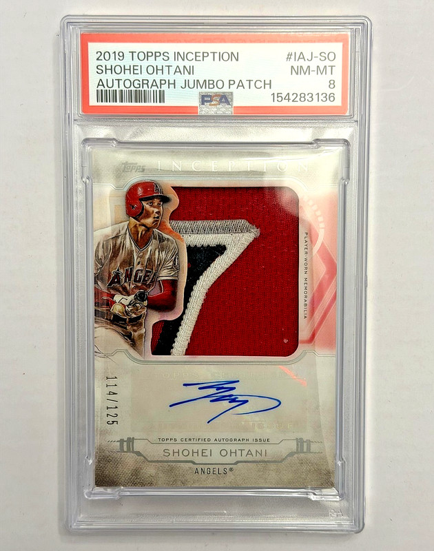 2019 Topps Inception Shohei Ohtani Auto Jumbo Patch /125 PSA 8 Angels MVP