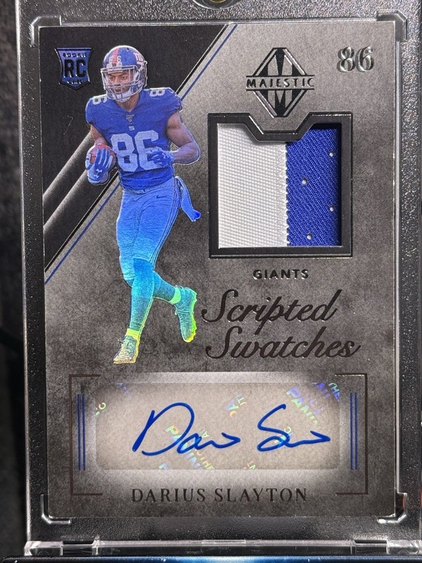 2019 PANINI MAJESTIC #140 SCRIPTED SWATCHES PATCH AUTO DARIUS SLAYTON /199 RC