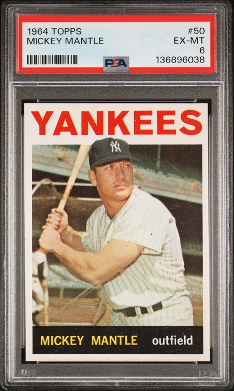 1964 Topps #50 Mickey Mantle PSA EX-MT 6