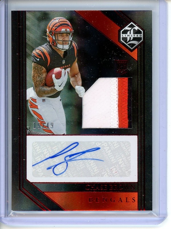Chase Brown Ruby Spotlight Rookie Patch Auto RPA /49 2023 Panini Limited #105