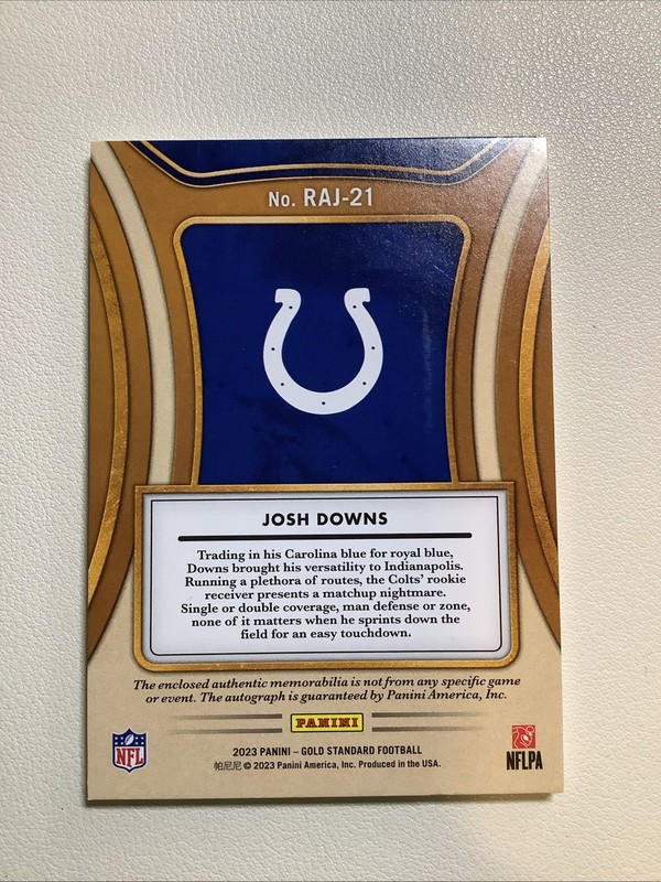2023 Panini Gold Standard Josh Downs /10 Rookie Patch Auto - Colts view 2