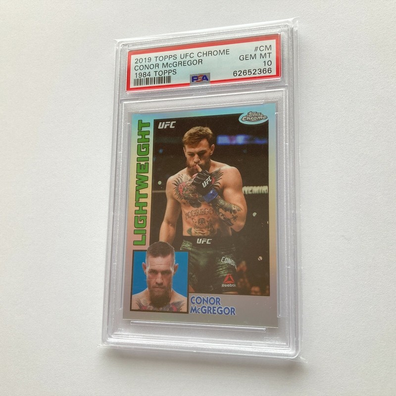Conor McGregor 2019 Topps Chrome UFC 1984 Topps Insert Refractor LowPop 7 PSA 10 view 2