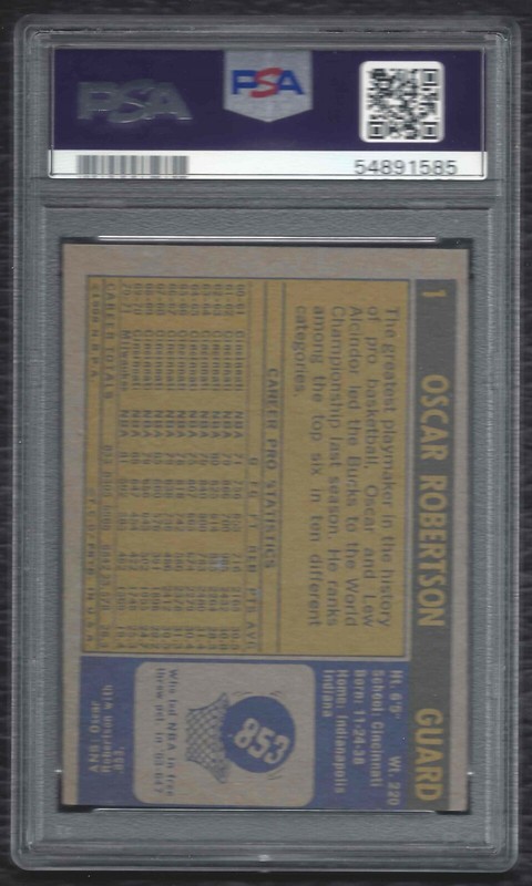 1971-72 Topps Oscar Robertson Vintage Basketball Card #1 Bucks - PSA 6 EX-MT MC view 2