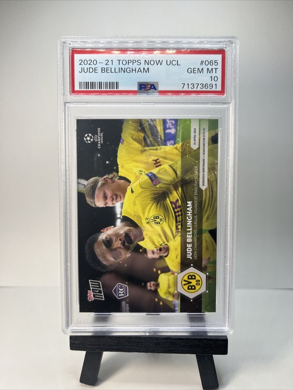 PSA 10 Jude Bellingham 2020 Topps Now UCL #65 Rookie w/Erling Haaland