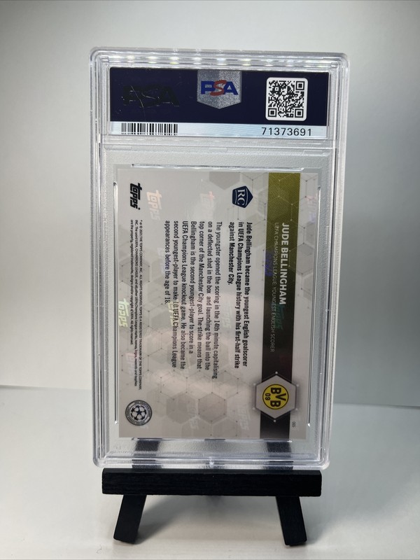 PSA 10 Jude Bellingham 2020 Topps Now UCL #65 Rookie w/Erling Haaland view 2
