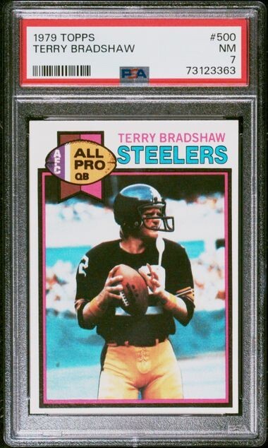 1979 Topps Terry Bradshaw Vintage Football Card #500 Pitt Steelers HOF  PSA 7 NM
