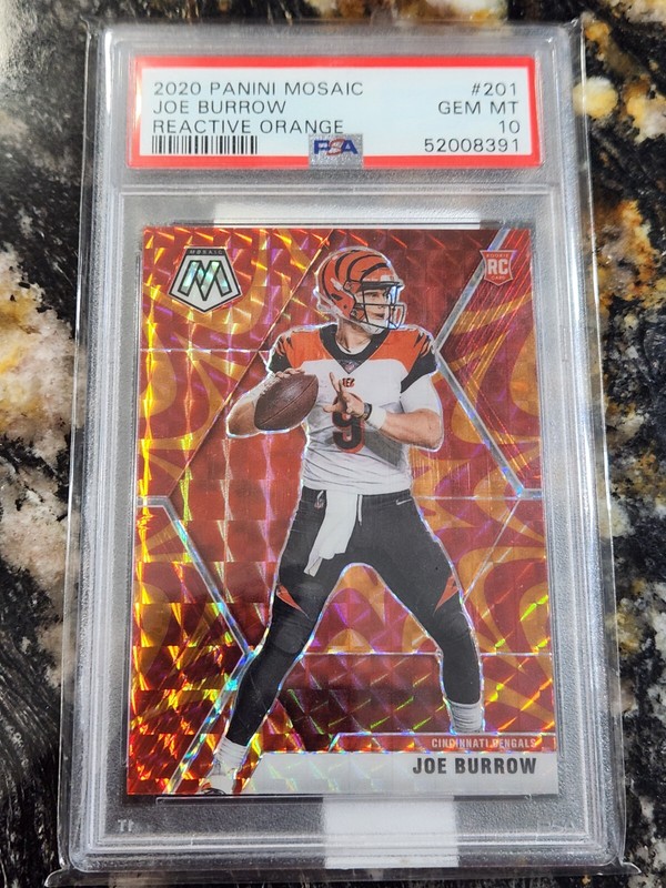 2020 Joe Burrow RC #201 Mosaic Reactive Orange Prizm Psa 10 Gem Mint!!
