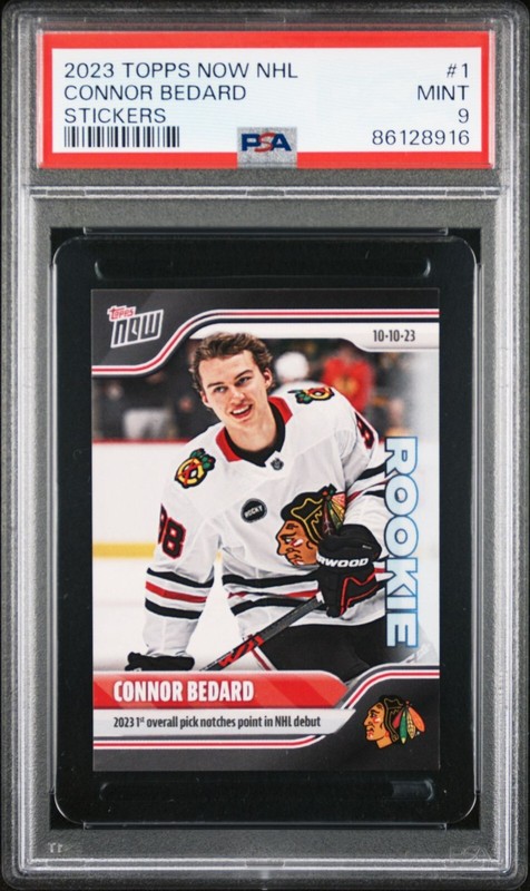2023 Topps Now NHL Debut Sticker #1 Connor Bedard RC Rookie PSA 9 Mint QTY view 1