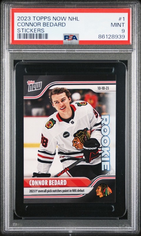 2023 Topps Now NHL Debut Sticker #1 Connor Bedard RC Rookie PSA 9 Mint QTY view 2