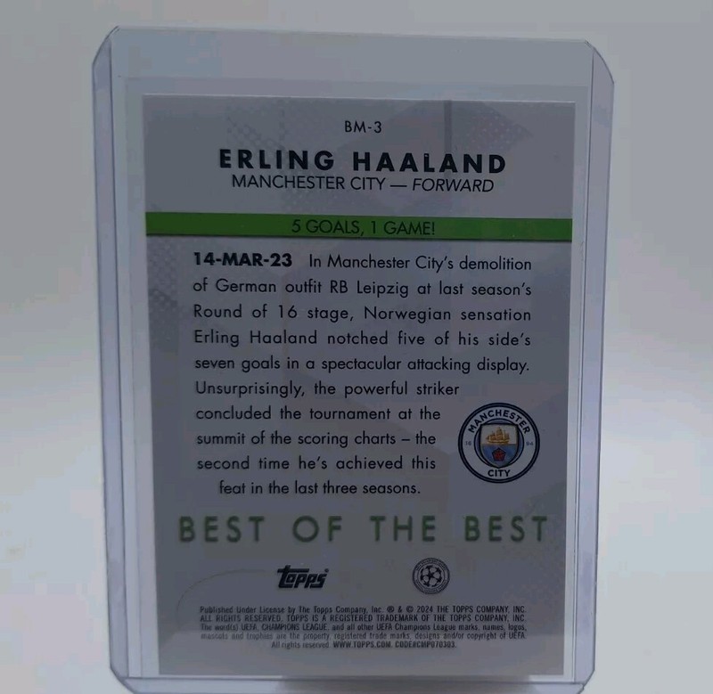 2023-24 Topps UEFA Club Competitions Erling Haaland #BM-3 Best Of The Best view 2