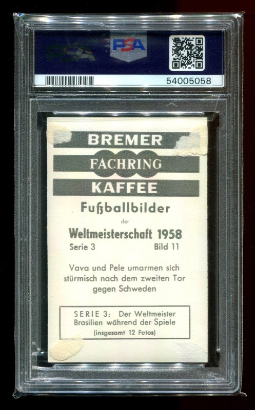 1958 Bremer Fachring Kaffee Series 3 #11 PELE ROOKIE with Vava PSA 2 view 2