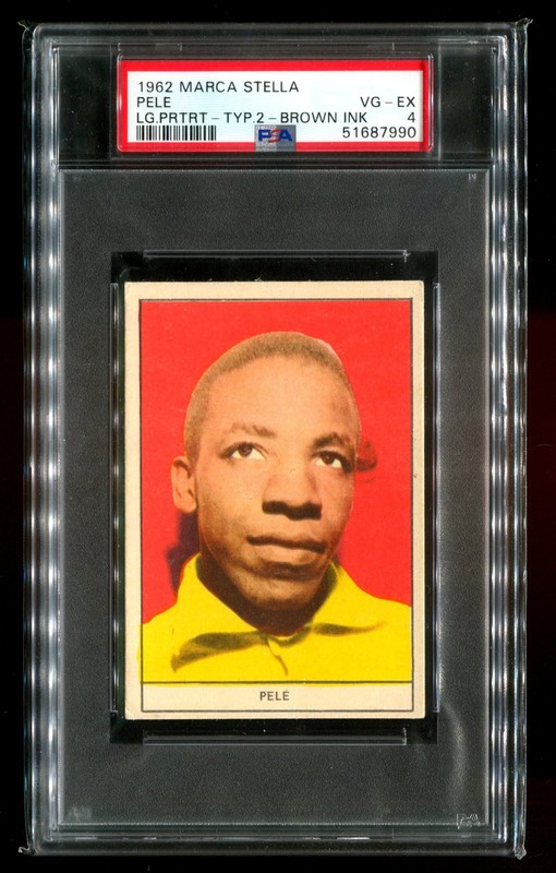 *VERY RARE* 1962 Marca Stella Large Portrait Type 2 BROWN INK Pele PSA 4 POP=1