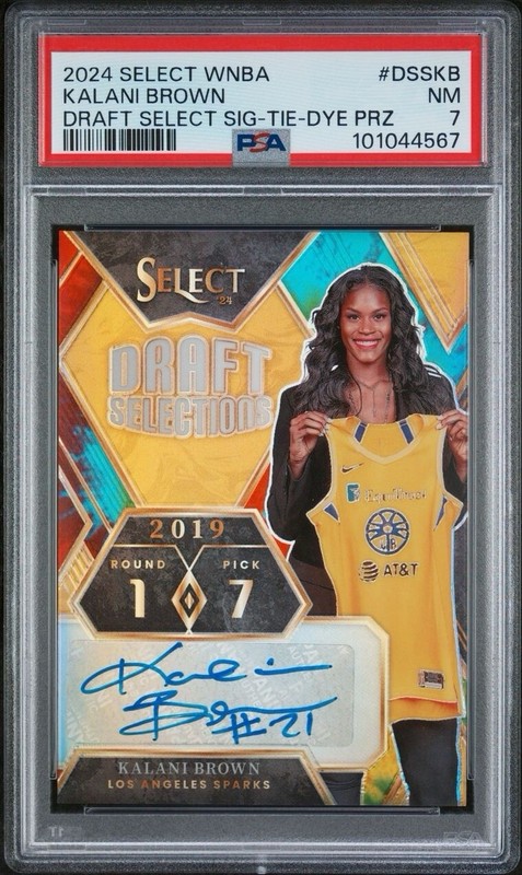 2024 Select WNBA Kalani Brown Draft Selections Tie-Dye Prizm Auto /25 PSA 7 NM