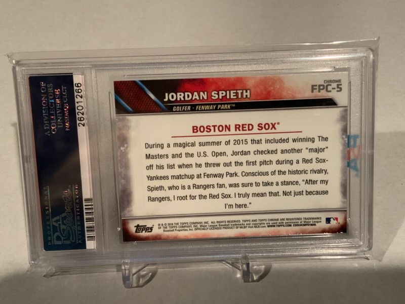 2016 Topps Chrome First Pitch #FPC5 Jordan Spieth Golf RC Rookie PSA 10 GEM MINT view 2