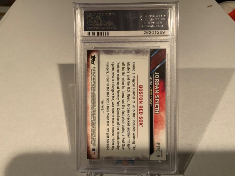2016 Topps Chrome First Pitch #FPC5 Jordan Spieth Golf RC Rookie PSA 10 GEM MINT view 2