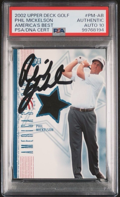 Phil Mickelson 2002 Upper Deck Golf Rookie Relic Auto PSA DNA Auto 10 RC RPA