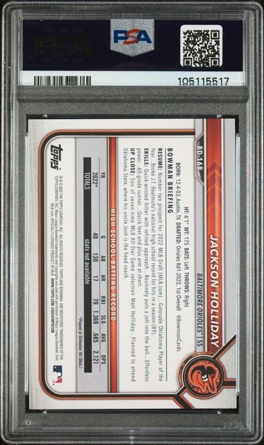 2022 Bowman Draft Jackson Holliday 1st Bowman PSA 9 view 2