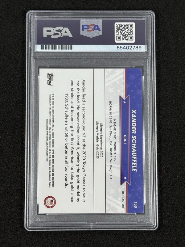 Xander Schauffele Signed 2024 Topps Chrome USA Olympic Card PSA DNA Auto Silver view 2