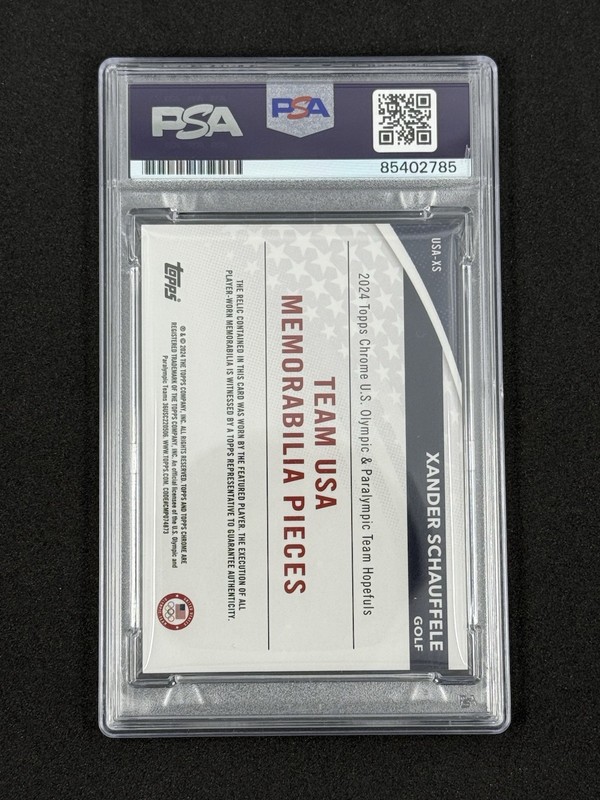 Xander Schauffele Signed 2024 Topps Chrome Olympic USA Golf Auto Patch PSA DNA  view 2