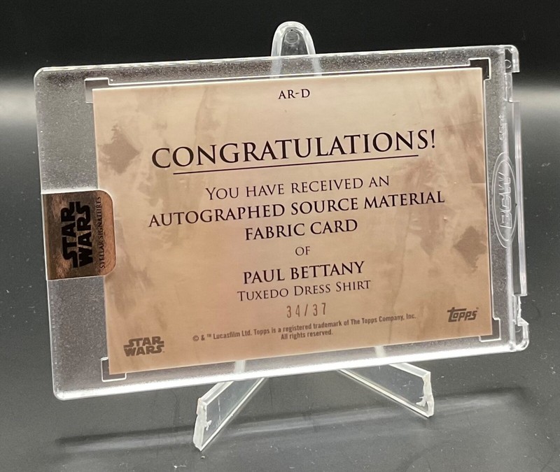 2018 Topps Star Wars Stellar auto Paul Bettany as Dryden Vos fabric source /37 view 2