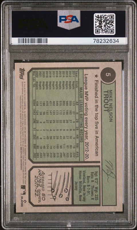 2023 TOPPS HERITAGE #5 MIKE TROUT PSA 10 view 2