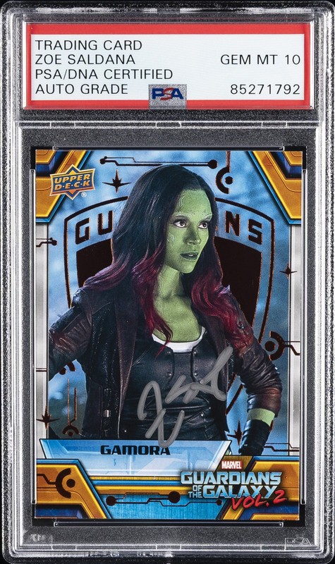 ZOE SALDANA SIGNED AUTOGRAPHED TRADING CARD PSA DNA AUTO GRADE 10 view 1