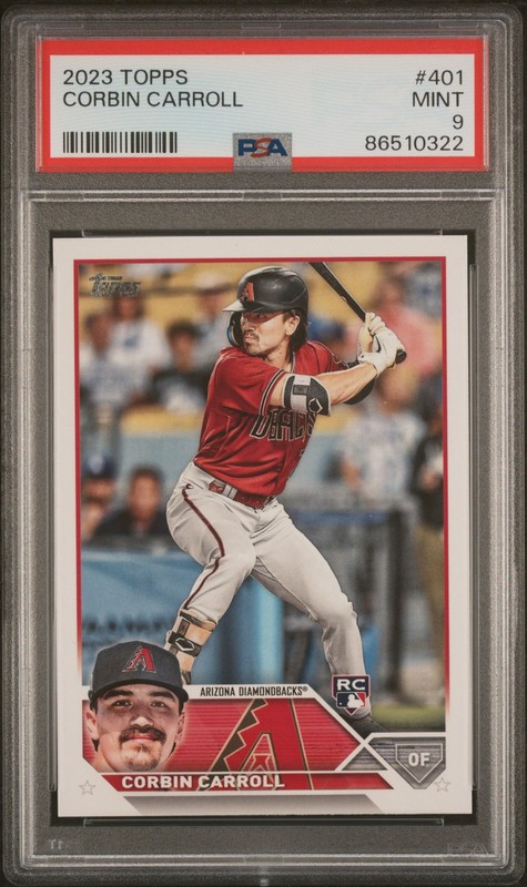 2023 TOPPS #401 CORBIN CARROLL ROOKIE RC PSA 9 view 1