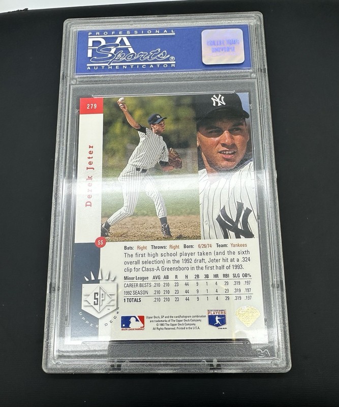 1993 SP Foil Baseball #279 Derek Jeter Rookie Card RC Graded PSA 8 NM-MT view 2