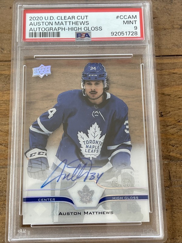 2020-21 Auston Matthews High Gloss Clear Cut Autograph /10 PSA 9