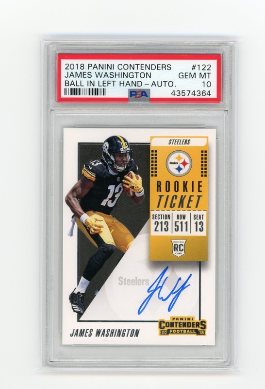 2018 Panini Contenders James Washington Variation RC Auto PSA 10 GEM MINT