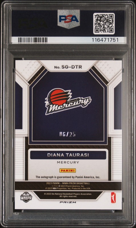 2023 PRIZM WNBA DIANA TAURASI AUTO SIGNATURE MOJO /25 PSA 10 GEM MINT POP 3 view 2