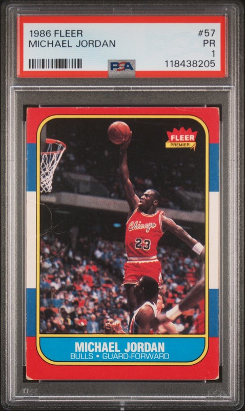 1986 FLEER #57 MICHAEL JORDAN ROOKIE RC PSA 1