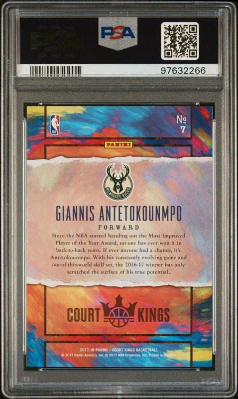 2017 PANINI COURT KINGS AURORA #7 GIANNIS ANTETOKOUNMPO PSA 9 view 2