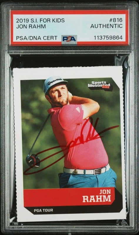 JON RAHM HAND SIGNED ROOKIE CARD AUTO Sports Illustrated SI for Kids PGA PSA DNA