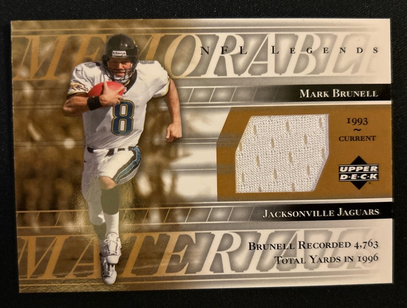 2001 Upper Deck Legends Mark Brunell Game Used Jersey Card Jacksonville