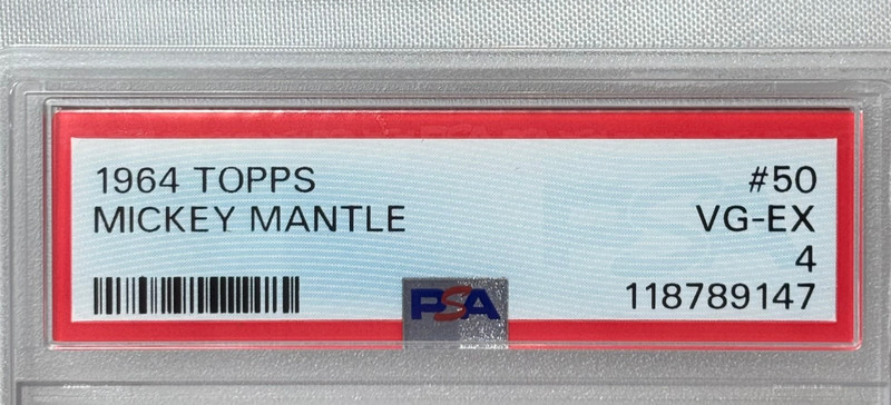 1964 Topps MICKEY MANTLE Baseball Card #50 PSA 4 view 2