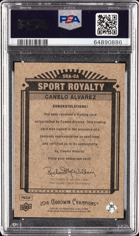 2014 GOODWIN CHAMPIONS SPORT ROYALTY AUTOS #CA CANELO ALVAREZ PSA 10 AUTO view 2