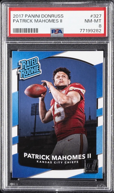 2017 PANINI DONRUSS #327 PATRICK MAHOMES II ROOKIE RC PSA 8