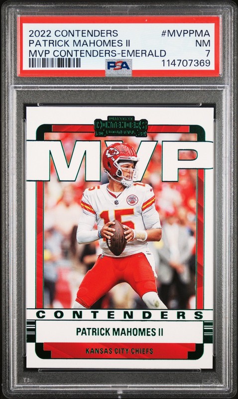 2022 CONTENDERS MVP CONTENDERS EMERALD #MVPPMA PATRICK MAHOMES II PSA 7