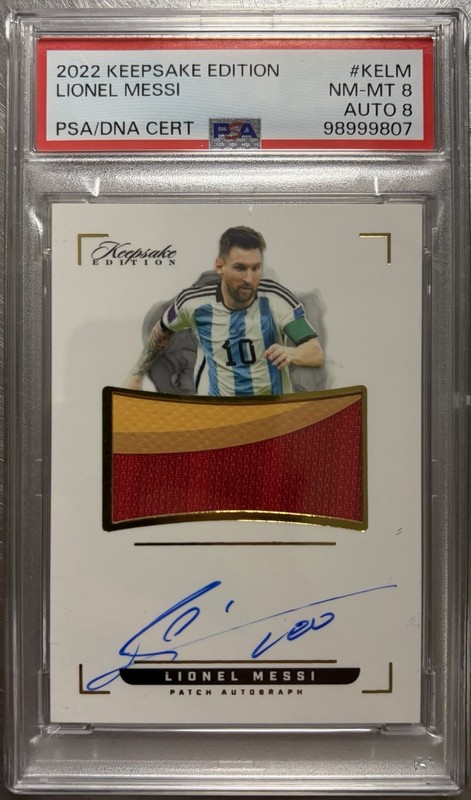 2022 Keepsake Edition #KELM Lionel Messi Patch AUTO 23/45 PSA 8 Auto 8