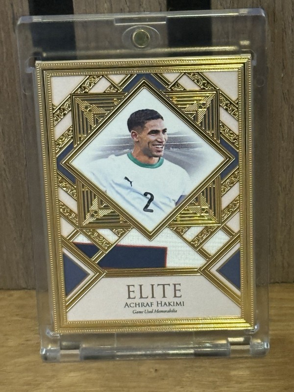 Achraf Hakimi Futera Elite 04/12 Game Used Patch 23ct Gold-Plated Frame PSG