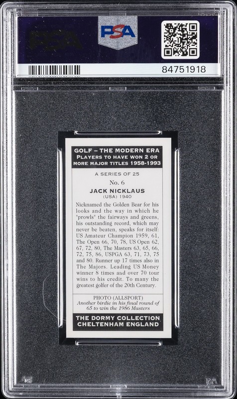1994 DORMY COLL GOLF-THE MODERN ERA #6 JACK NICKLAUS PSA 10 view 2