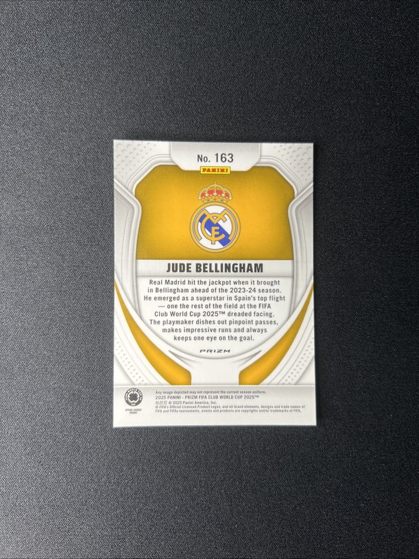 2025 Panini Prizm Club World Cup #163 Jude Bellingham Seismic Prizm view 2