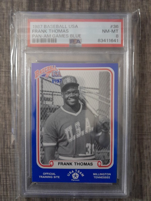1987 Pan-Am Games USA Baseball Frank Thomas Blue Rookie #36 PSA 8