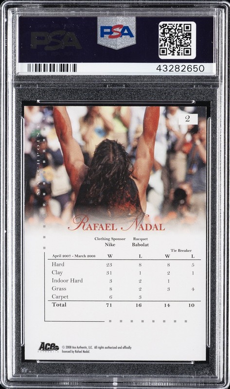 2008 ACE AUTH MATCH POINT #2 RAFAEL NADAL PSA 10 view 2