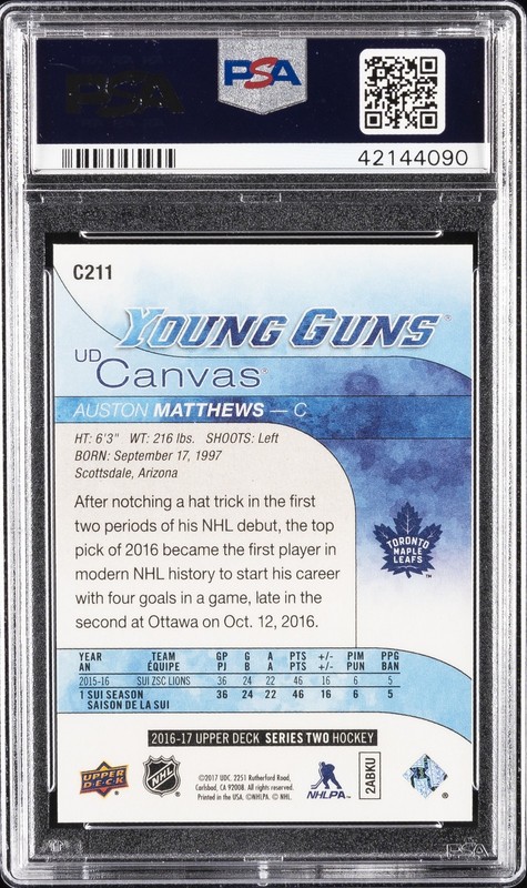 2016 UD CANVAS #C211 AUSTON MATTHEWS PSA 10 view 2