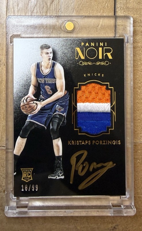 2015-16 Panini Noir Kristaps Porzingis Rookie Patch Auto Color RPA /99 ๐
