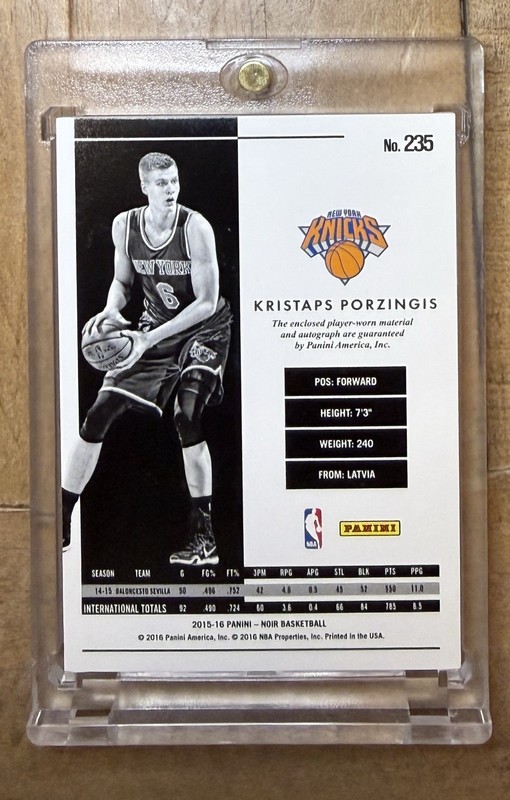 2015-16 Panini Noir Kristaps Porzingis Rookie Patch Auto Color RPA /99 💎 view 2