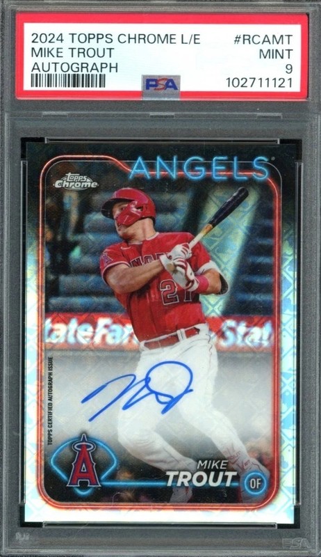 2024 Topps Chrome L/E MIKE TROUT #rcamt ANGELS Auto Autograph Mint POP 6 PSA 9 view 1