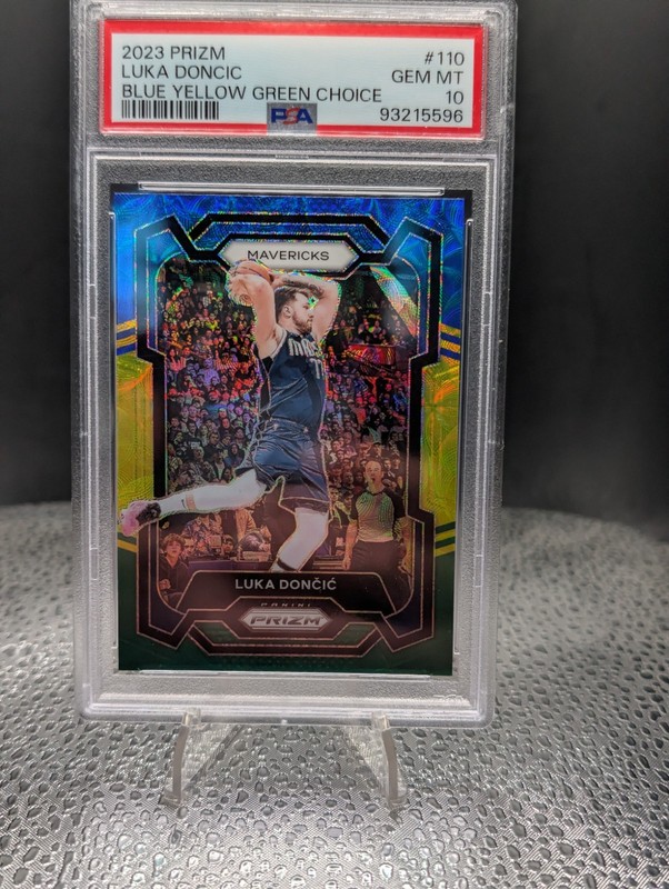 2023 Panini Prizm Luka Doncic Blue, Yellow, Green Choice #110 PSA 10 GEM MT